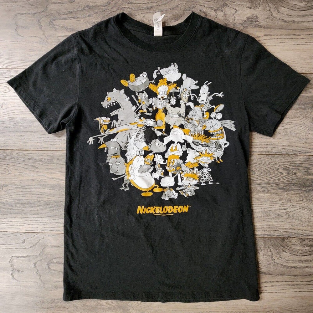 Nickelodeon Characters T-Shirt Short Sleeve Adult Black Size S